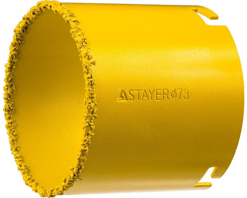 Коронка кольцевая STAYER PROFESSIONAL с карбидно-вольфрамовой крошкой, d=73мм 33345-73