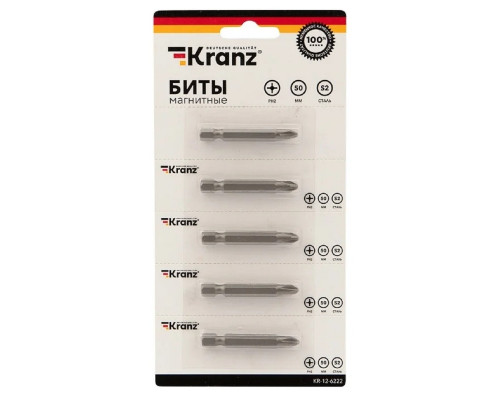 Бита для заворачивания Kranz KR-12-6222 PH 2x50 мм сталь S2 5 шт.