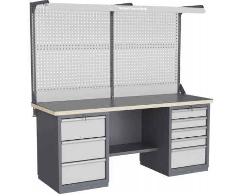 Верстак слесарный двухтумбовый ВЕРСТАКОФФ FBK 205.35.4-2F