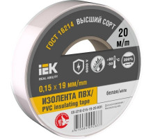 Изолента IEK MIXTAPE 0.15х19мм (рул.20м) бел. EX-IZ10-C15-19-20-K01