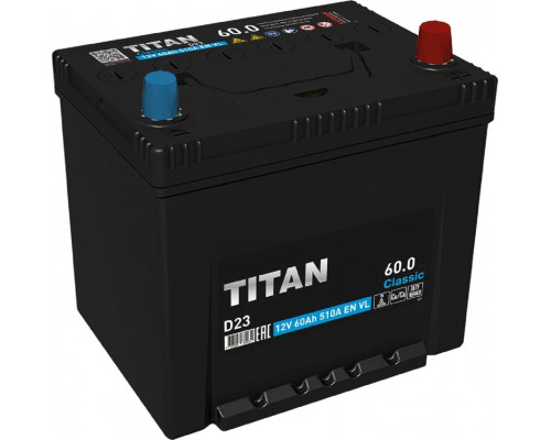 Аккумулятор Titan Classic D23 6СТ-60.0 VL 510А