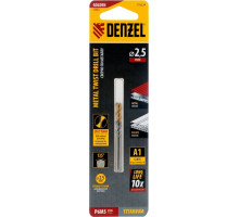 Сверло по металлу Denzel Р6М5, Golden Tip спиральное 2,5x57мм, 2шт 718224