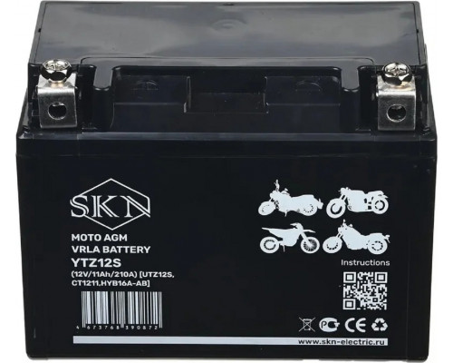 Аккумулятор SKN YTZ12S 12V 11Ah 210A для мототехники