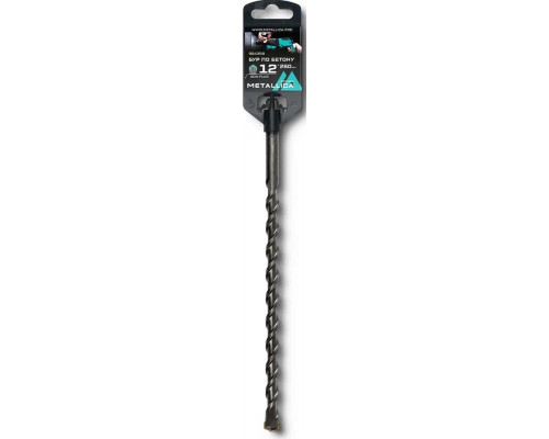 Бур SDS-plus METALLICA Optima 12х260/200 мм по бетону напайка с центром, 2 спирали 904398