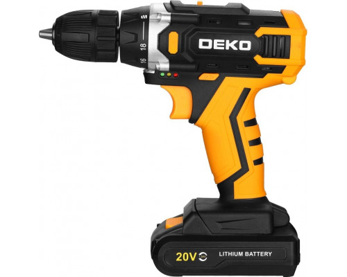 Дрель-шуруповерт аккумуляторная DEKO Banger 20V ONE SET1 в кейсе, 2х1.5Ач 083-1110