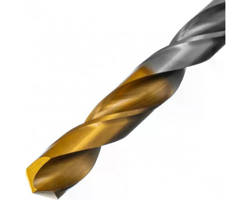 Сверло по металлу Denzel Р6М5, Golden Tip спиральное 9x125мм 718241
