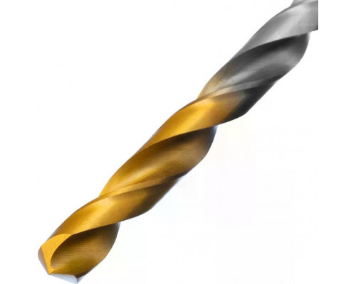 Сверло по металлу Denzel Р6М5, Golden Tip спиральное 7,0х156 мм, удлиненное 718258
