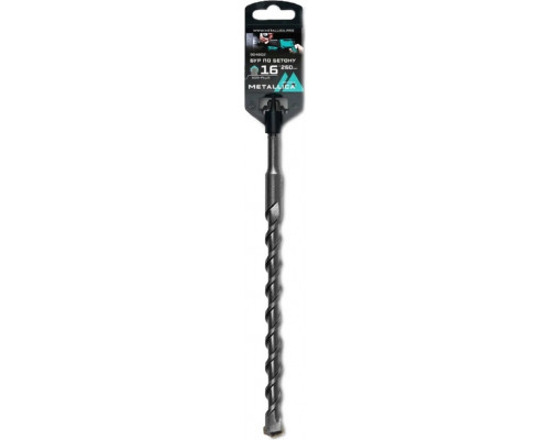 Бур SDS-plus METALLICA Optima 16х260/200 мм по бетону напайка с центром, 2 спирали 904602