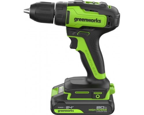 Дрель-шуруповерт аккумуляторная GREENWORKS GD24DD35 24V, АКБ 2Ач и ЗУ 3704007CUA