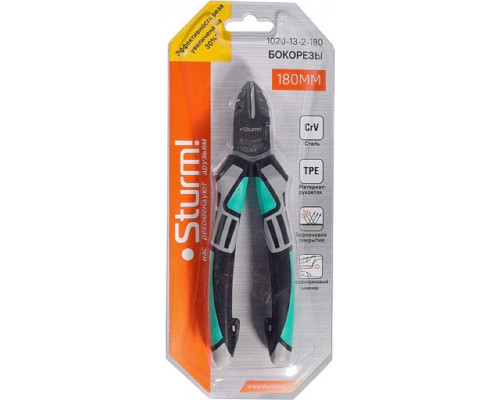 Бокорезы Sturm 1020-13-2-180 180мм, crv,+30% к силе реза, тефлоновое покрытие,