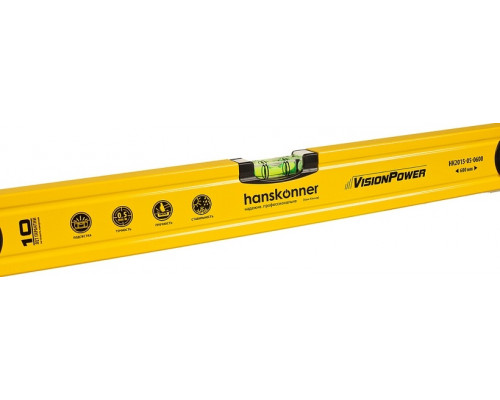 Уровень строительный алюминиевый HANSKONNER HK2015-05-0600, 600 мм
