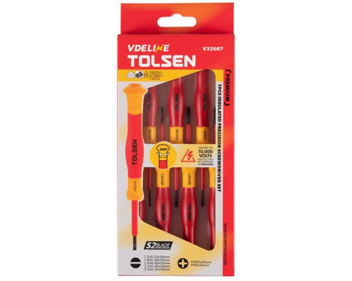 Набор отверток диэлектрических TOLSEN TTV32007 прецизионных, 7 пр.