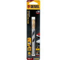 Сверло по металлу Denzel Р6М5, Golden Tip спиральное 10x133мм, многогранная заточка 718285