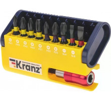 Набор бит Kranz KR-92-0466 с магнитным держателем, пластиковый кейс, 10 шт.