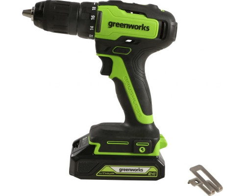 Дрель-шуруповерт аккумуляторная GREENWORKS GD24DD35 24V, 2 АКБ 2Ач и ЗУ 3704007CUC