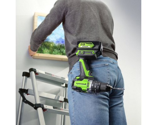 Дрель-шуруповерт аккумуляторная GREENWORKS GD24DD140 ударная, 24V, АКБ 4Ач и ЗУ 3707607CUB