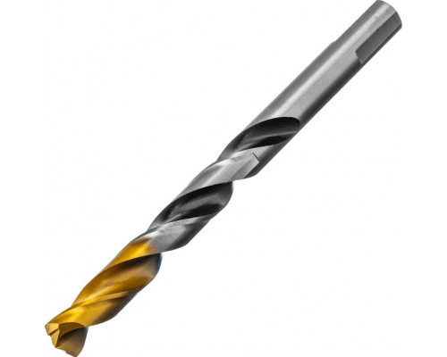 Сверло по металлу DENZEL Р6М5, Golden Tip спиральное 11x142мм, многогранная заточка 718286