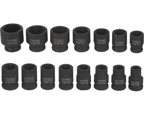 Набор ударных головок 1/2" WiederKraft WDK-710B, 15 предметов