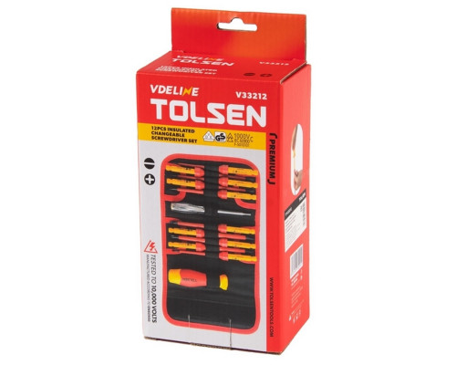 Набор отверток диэлектрических TOLSEN TTV33212 со сменными вставками 12 пр.
