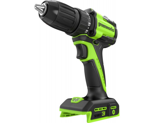 Дрель-шуруповерт аккумуляторная GREENWORKS 3708307 24V, б/щет, 25/45 Hм, LED, без АКБ и ЗУ