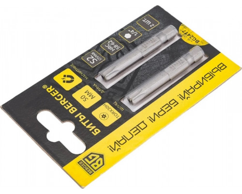 Бита для заворачивания BERGER BG2417 TORX T30Hx50мм c отверстием 2 шт., S2