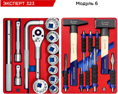 Тележка инструментальная МАСТАК ЭКСПЕРТ 323 с набором инструментов 323 пр, серая