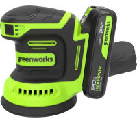 Виброшлифмашина эксцентриковая аккумуляторная GREENWORKS OS325 24V, АКБ 2Ач и ЗУ 3100907CUA
