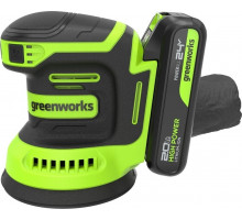 Виброшлифмашина эксцентриковая аккумуляторная GREENWORKS OS325 24V, АКБ 2Ач и ЗУ 3100907CUA