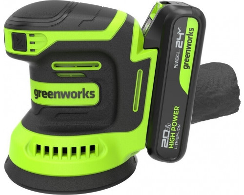 Виброшлифмашина эксцентриковая аккумуляторная GREENWORKS OS325 24V, АКБ 2Ач и ЗУ 3100907CUA