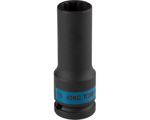 Ударная головка 12-ти гранная 1/2" KING TONY 443016M глубокая 16 мм