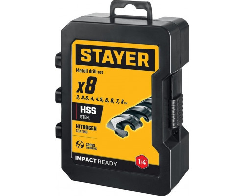 Набор сверл по металлу STAYER 29603-H8 HEX-1/4