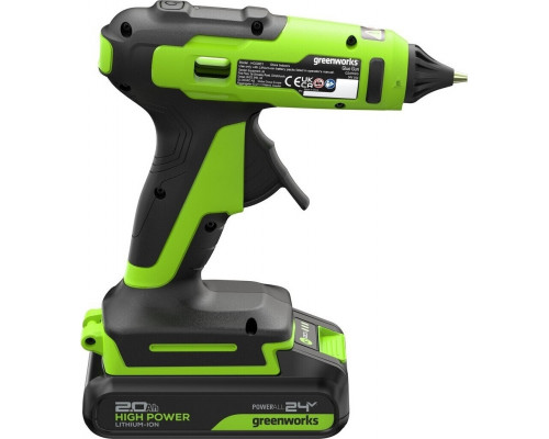 Пистолет клеевой аккумуляторный GREENWORKS G24GLG 24V, АКБ 2Ач и ЗУ 3502207CUA