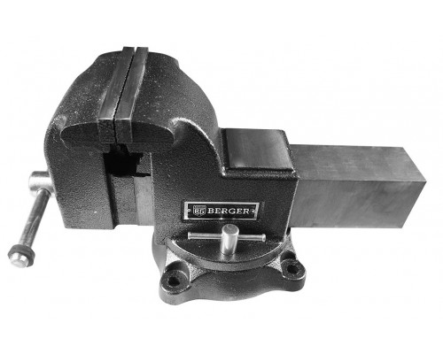 Тиски BERGER BG1336 чугунные поворотные с трубным зажимом и наковальне