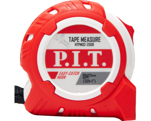 Рулетка P.I.T. HTPM02-2508 с фиксатором, 8 м x 25 мм