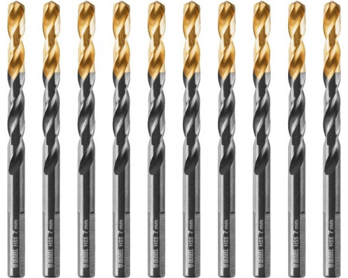 Сверло по металлу Denzel HSS-Tin, Golden Tip 7 мм, 10 шт 717217