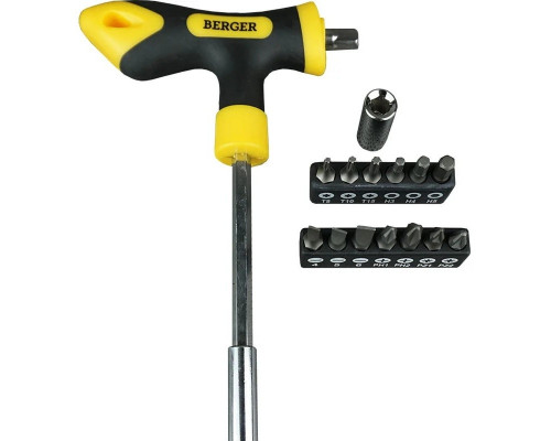 Набор Т-образная отверток с битами BERGER BG1070 15 пр.