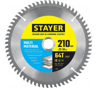 Пильный диск по алюминию STAYER MULTI MATERIAL 210х32/30мм 64т 3685-210-32-64