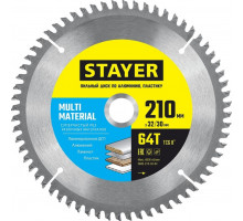 Пильный диск по алюминию STAYER MULTI MATERIAL 210х32/30мм 64т 3685-210-32-64