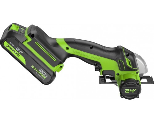 Угловая шлифмашина аккумуляторная GREENWORKS GD24UCS 24V, АКБ 2Ач и ЗУ 3402007CUA