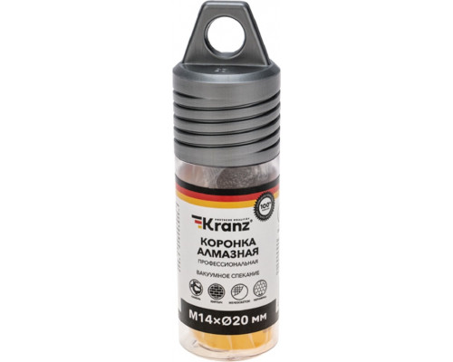 Алмазная коронка для сухого сверления Kranz KR-92-1010 по керамограниту и железобетону М14, 20мм
