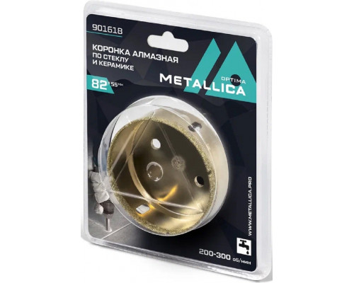 Алмазная коронка для мокрого сверления METALLICA Optima 82x55 мм #80 по стеклу, плитке 901618