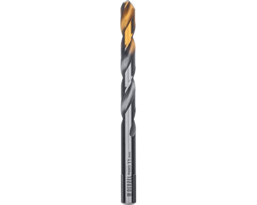 Сверло по металлу Denzel Р6М5, Golden Tip спиральное 11x142мм 718243