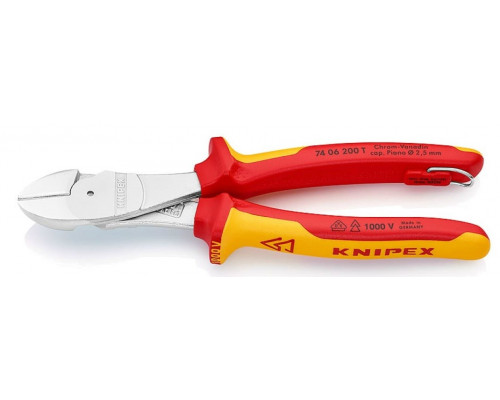 Бокорезы диэлектрические KNIPEX KN-7406200TBK особо мощные vde, 200 мм, хром, 2-комп. ручки