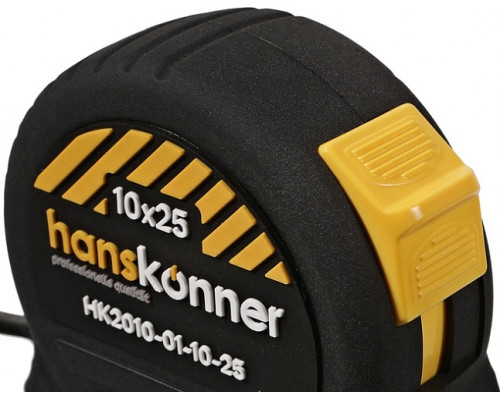Рулетка HANSKONNER HK2010-01-10-25 с противоударным корпусом и softtouch