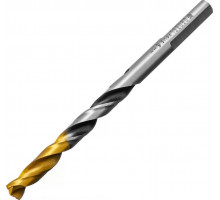 Сверло по металлу Denzel Р6М5, Golden Tip спиральное 6x93мм, многогранная заточка 718278