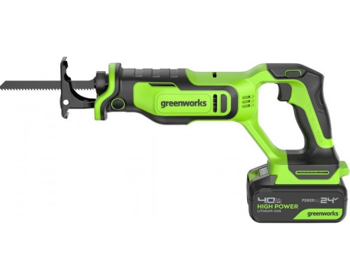 Пила сабельная аккумуляторная GREENWORKS GPT-BLRS-1 24V, АКБ 4Ач и ЗУ 1200607CUB