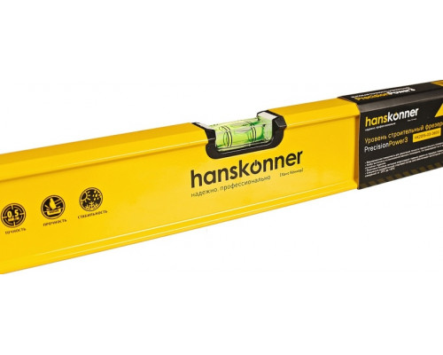 Уровень строительный алюминиевый HANSKONNER HK2015-03-0600, 600 мм