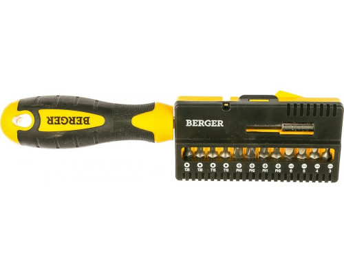 Набор отвертка с битами BERGER BG1072 на пластиковом держателе 13 пр.