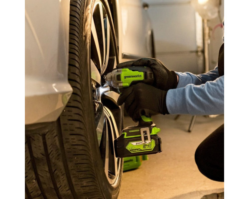 Гайковерт аккумуляторный GREENWORKS GD24IW400 ударный, 24V, АКБ 5Ач и ЗУ 3802907CUG