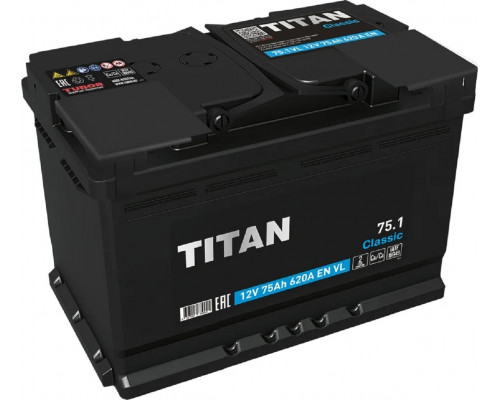Аккумулятор Titan Classic 6СТ-75.1 VL 620А